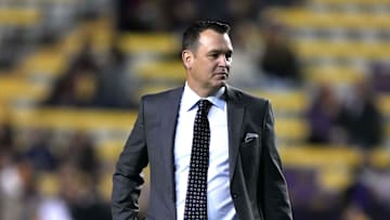 Nov 13, 2021; Baton Rouge, Louisiana, USA; SEC play-by-play network broadcaster Tom Hart during the game between the Arkansas Razorbacks and the LSU Tigers at Tiger Stadium. Mandatory Credit: Kirby Lee-Imagn Images