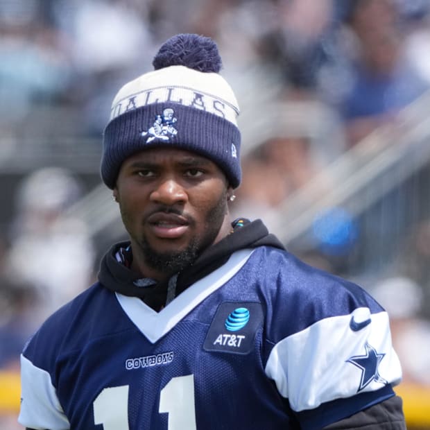 Dallas Cowboys defensive end Micah Parsons at training camp at the River Ridge Fields. 