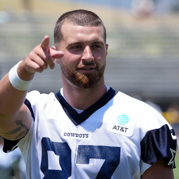 Dallas Cowboys tight end Jake Ferguson during training camp at the River Ridge Fields.