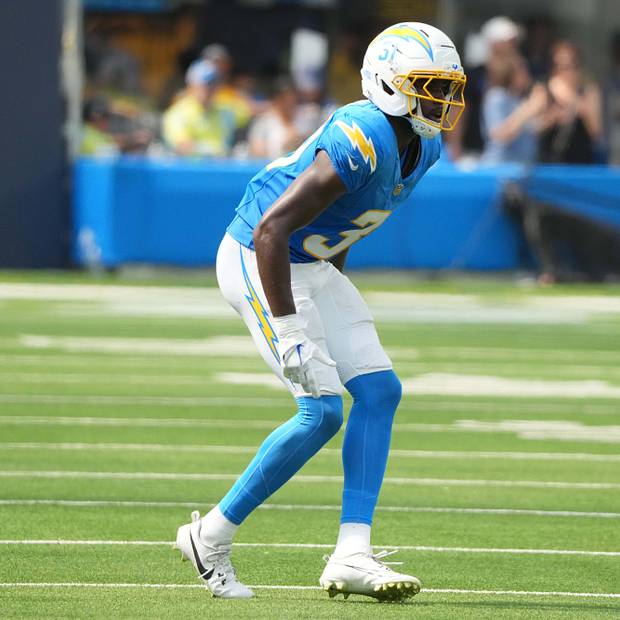 Los Angeles Chargers safety Trikweze Bridges makes a play against the New Orleans Saints in the second half at SoFi Stadium. 