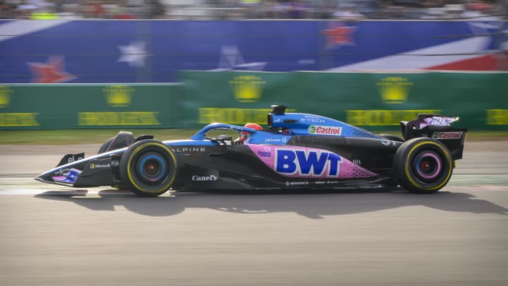 Oct 21, 2023; Austin, Texas, USA; BWT Alpine F1 driver Esteban Ocon (31) of Team France drives during the Sprint Race of the 2023 United States Grand Prix at Circuit of the Americas. Mandatory Credit: Jerome Miron-USA TODAY Sports