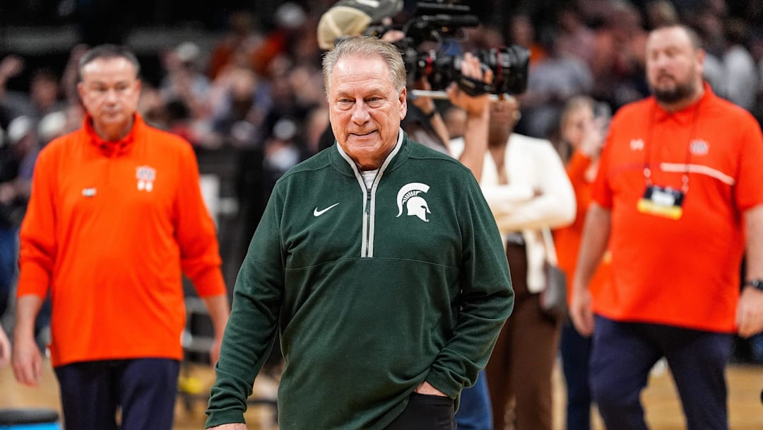 Michigan State head coach Tom Izzo exits the court after 70-64 loss to Auburn at the Elite Eight round of NCAA tournament at State Farm Arena in Atlanta, Ga. on Sunday, March 30, 2025.