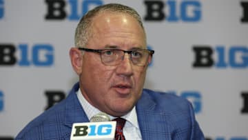 Oct 9, 2025; Rosemont, IL, USA; Maryland head coach Buzz Williams speaks during Big Ten Men’s Basketball Media Days at the Donald E. Stephens Convention Center. Mandatory Credit: Talia Sprague-Imagn Images