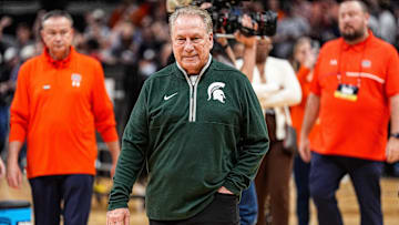 Michigan State head coach Tom Izzo exits the court after 70-64 loss to Auburn at the Elite Eight round of NCAA tournament at State Farm Arena in Atlanta, Ga. on Sunday, March 30, 2025.