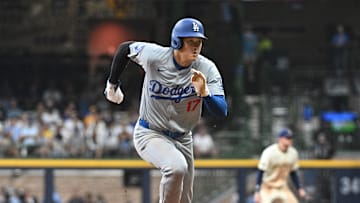 Ohtani steals third base against the Milwaukee Brewers in the second inning at American Family Field.