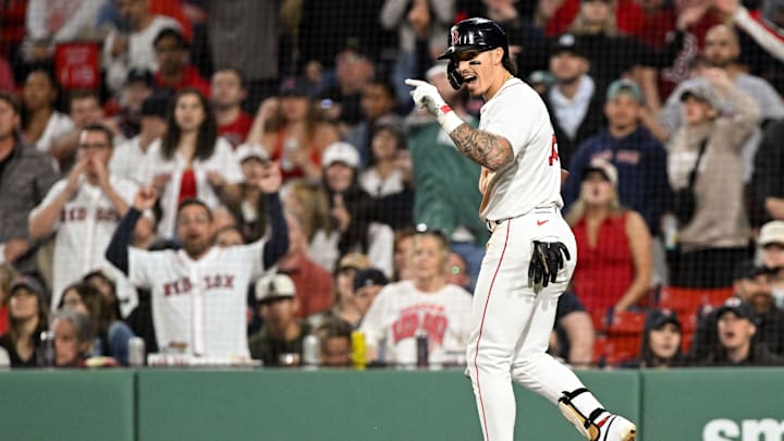 Jun 2, 2025; Boston, Massachusetts, USA; Boston Red Sox outfielder Jarren Duran (16) reacts after striking out against the Los Angeles Angels during the eighth inning at Fenway Park. Mandatory Credit: Brian Fluharty-Imagn Images Jun 2, 2025; Boston, Massachusetts, USA; Boston Red Sox outfielder Jarren Duran (16) reacts after striking out against the Los Angeles Angels during the eighth inning at Fenway Park. Mandatory Credit: Brian Fluharty-Imagn Images
