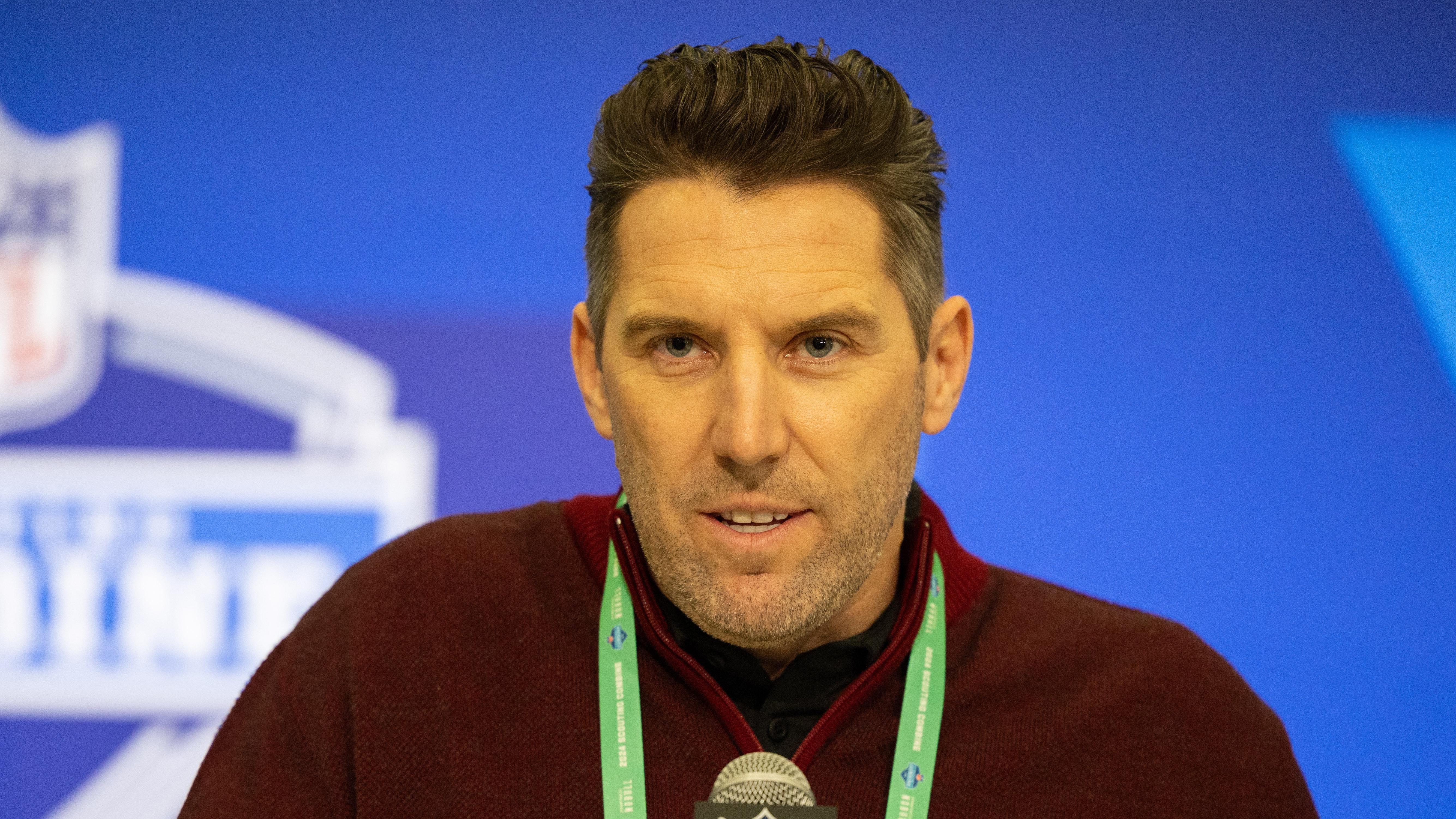 Adam Peters, GM do Washington Commanders, responsável por tomar as decisões da equipe no NFL Draft (Foto: Trevor Ruszkowski-USA TODAY Sports)