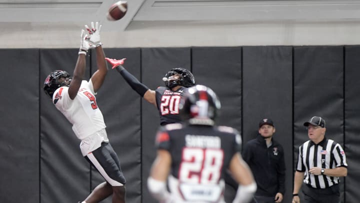 Texas Tech's Johncarlos Miller II prepares to catch the ball during Spring Game, Saturday, April 20, 2024.