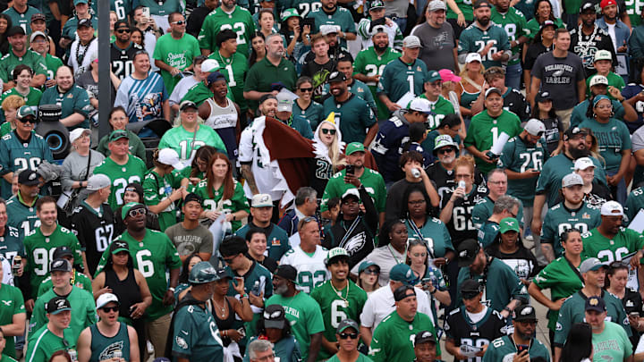Fans wait to enter the stadium before the game between the Philadelphia Eagles and the Dallas Cowboys. Fans wait to enter the stadium before the game between the Philadelphia Eagles and the Dallas Cowboys.