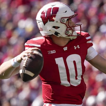 Wisconsin Badgers quarterback Tyler Van Dyke exited Saturday's game against Alabama with an apparent injury.