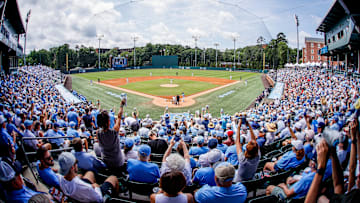 Jun 7, 2025; Chapel Hill, NC, USA; North Carolina fans raise Ramses before the start of the first inning of the Super Regionals game against Arizona in Chapel Hill, North Carolina. Mandatory Credit: Jaylynn Nash-Imagn Images