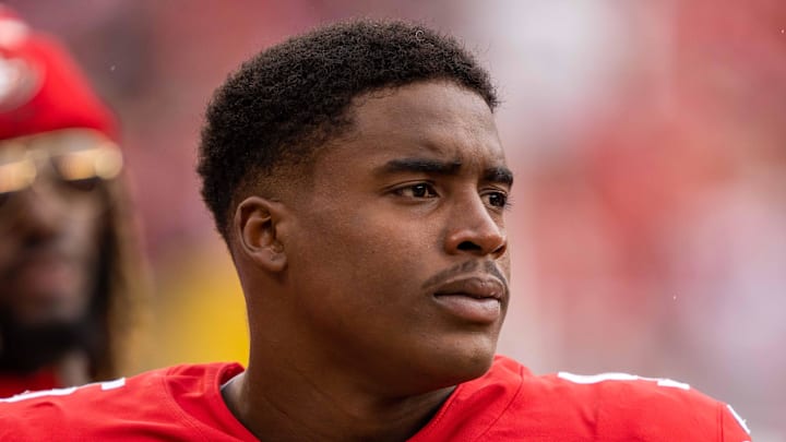 September 18, 2022; Santa Clara, California, USA; San Francisco 49ers defensive end Drake Jackson (95) before the game against the Seattle Seahawks at Levi's Stadium. Mandatory Credit: Kyle Terada-Imagn Images