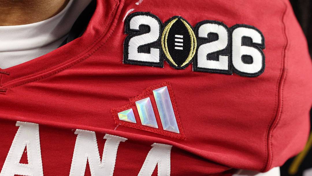 Jan 19, 2026; Miami Gardens, FL, USA; A detail view of of an Indiana Hoosiers uniform with the 2026 logo on it after winning the College Football Playoff National Championship game at Hard Rock Stadium. Mandatory Credit: Nathan Ray Seebeck-Imagn Images Jan 19, 2026; Miami Gardens, FL, USA; A detail view of of an Indiana Hoosiers uniform with the 2026 logo on it after winning the College Football Playoff National Championship game at Hard Rock Stadium. Mandatory Credit: Nathan Ray Seebeck-Imagn Images
