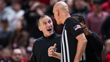Arizona State coach Bobby Hurley argues with an official during the Sun Devils' 111-106 double-overtime loss at Texas Tech on Wednesday, Feb. 12, 2025.