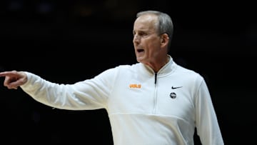 Mar 30, 2025; Indianapolis, IN, USA; Tennessee Volunteers head coach Rick Barnes reacts in the second half during the Midwest Regional final of the 2025 NCAA tournament at Lucas Oil Stadium. Mandatory Credit: Trevor Ruszkowski-Imagn Images