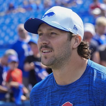 Buffalo Bills quarterback Josh Allen before an NFL preseason game on August 10, 2025.