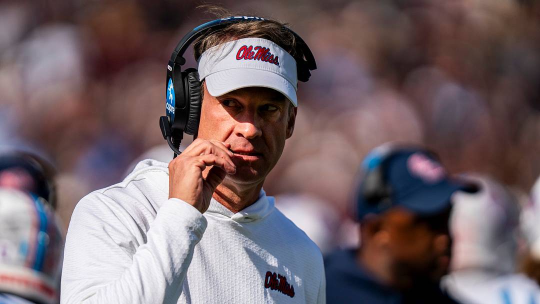 Ole Miss head coach Lane Kiffin walks off the field during a college football game between Mississippi State and Ole Miss at Davis Wade Stadium in Starkville, Miss., on Friday, Nov. 28, 2025. The Egg Bowl game marks the 122nd meeting between the two teams.