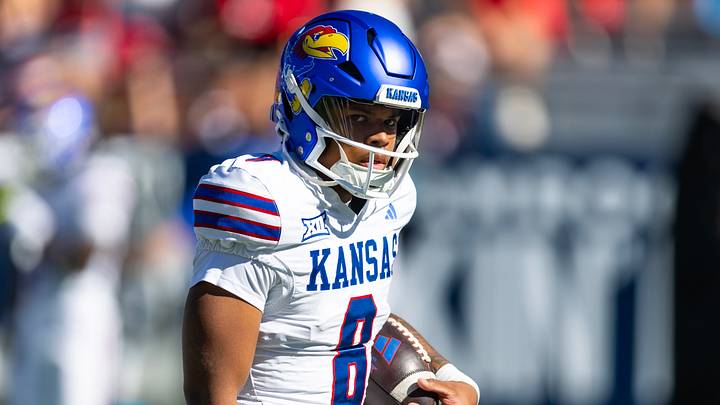 Kansas Jayhawks quarterback Isaiah Marshall (8) 