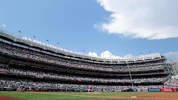 General view of Yankee Stadium during the second inning between the New York Yankees and the Los Angeles Angels. 
