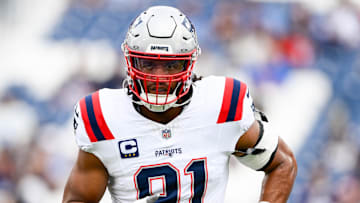 Nov 3, 2024; Nashville, Tennessee, USA;  New England Patriots defensive end Deatrich Wise Jr. (91) warms up before a game against the Tennessee Titans at Nissan Stadium. Mandatory Credit: Steve Roberts-Imagn Images