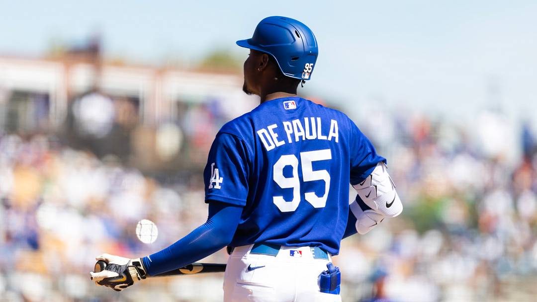 Detailed view of the jersey of Los Angeles Dodgers outfielder Josue De Paula (95) against Team Mexico during a spring training game at Camelback Ranch on March 4, 2026.