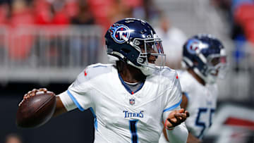 Tennessee Titans v Atlanta Falcons - NFL Preseason 2025 - Cam Ward