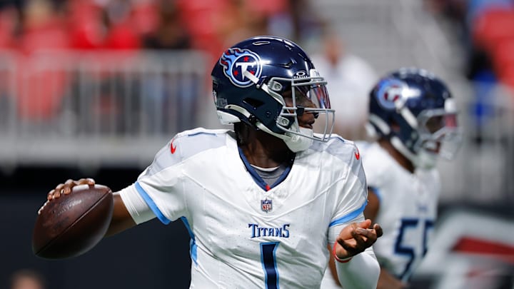 Tennessee Titans v Atlanta Falcons - NFL Preseason 2025 - Cam Ward