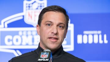 Feb 28, 2023; Indianapolis, IN, USA; Kansas City Chiefs general manager Brett Veach speaks to the press at the NFL Combine at Lucas Oil Stadium. Mandatory Credit: Trevor Ruszkowski-USA TODAY Sports