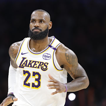 Los Angeles Lakers forward LeBron James wore Nike Air Max golf shoes.