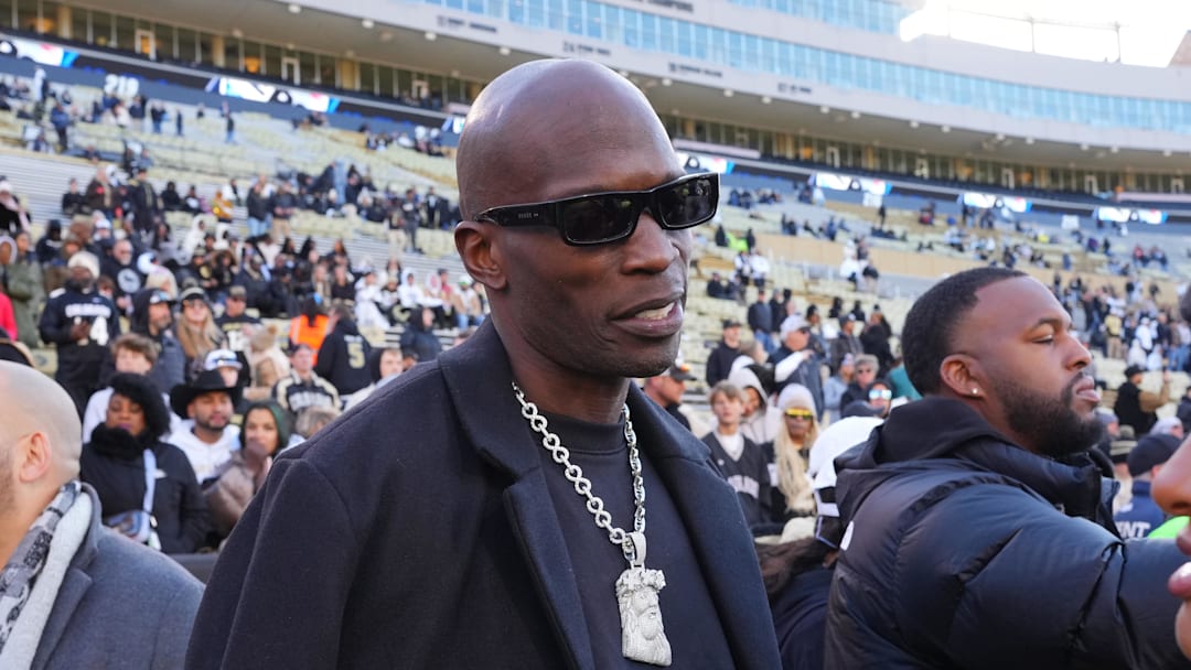 Nov 16, 2024; Boulder, Colorado, USA; Retired American football player Chad Johnson on the sidelines before the game between the Utah Utes against the Colorado Buffaloes at Folsom Field. Mandatory Credit: Ron Chenoy-Imagn Images Nov 16, 2024; Boulder, Colorado, USA; Retired American football player Chad Johnson on the sidelines before the game between the Utah Utes against the Colorado Buffaloes at Folsom Field. Mandatory Credit: Ron Chenoy-Imagn Images