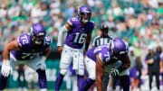 Aug 24, 2024; Philadelphia, Pennsylvania, USA; Minnesota Vikings quarterback Jaren Hall (16) calls out before the snap against the Philadelphia Eagles during the second quarter at Lincoln Financial Field. Mandatory Credit: Caean Couto-USA TODAY Sports