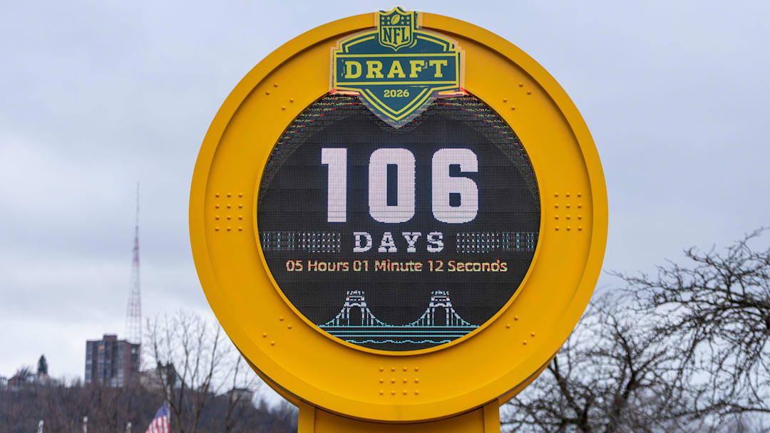 Janurary 7, 2026; The NFL Draft Clock sits across the street from the Pittsburgh Steelers' Acrisure Stadium. Janurary 7, 2026; The NFL Draft Clock sits across the street from the Pittsburgh Steelers' Acrisure Stadium.