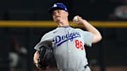 Los Angeles Dodgers pitcher Jack Dreyer (86) throws against the Arizona Diamondbacks in the first inning at Chase Field. Mandatory Credit: Rick Scuteri-Imagn Images