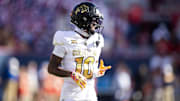 Oct 19, 2024; Tucson, Arizona, USA; Colorado Buffalos wide receiver LaJohntay Wester (10) against the Arizona Wildcats at Arizona Stadium. Mandatory Credit: Mark J. Rebilas-Imagn Images