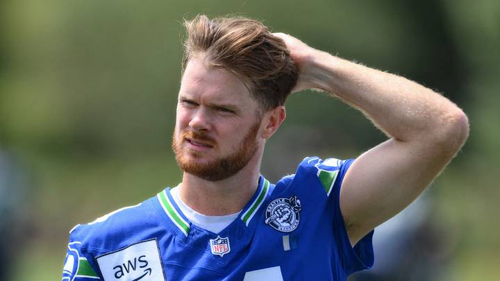 Seattle Seahawks quarterback Sam Darnold (14) during training camp.