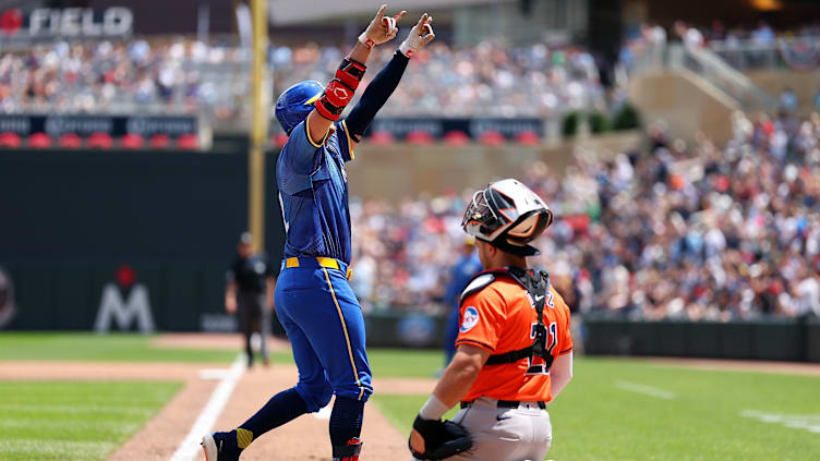 Minnesota Twins star prospect Brooks Lee hit the first home run of his career on Saturday afternoon, and his reaction so perfect.