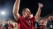 Indiana Hoosiers head coach Curt Cignetti celebrates after defeating the Illinois Fighting Illini at Memorial Stadium.
