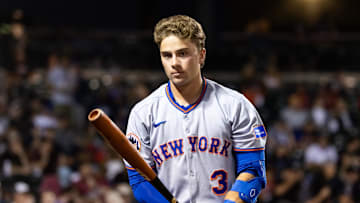 Nov 9, 2025; Mesa, AZ, USA; New York Mets outfielder Nick Morabito during the Arizona Fall League Fall Stars Game at Sloan Park. Mandatory Credit: Mark J. Rebilas-Imagn Images