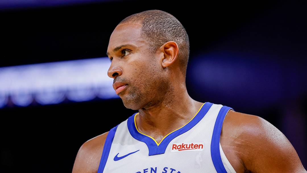 Oct 23, 2025; San Francisco, California, USA; Golden State Warriors center Al Horford (20) reacts against the Denver Nuggets during the fourth quarter at Chase Center. Mandatory Credit: Bob Kupbens-Imagn Images