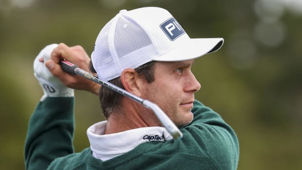 Harris English watches a shot at the 2025 Farmers Insurance Open.