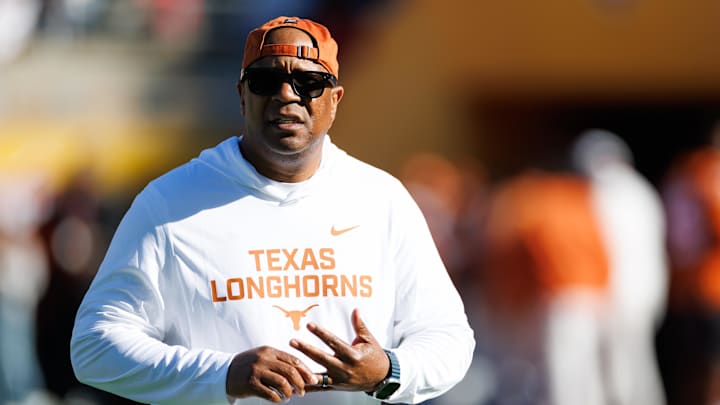 Dec 31, 2025; Orlando, FL, USA; Texas Longhorns associate head coach for running backs Jabbar Juluke looks on before a game against the Michigan Wolverines at Camping World Stadium. Mandatory Credit: Matt Pendleton-Imagn Images