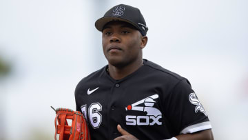 Mar 1, 2023; Phoenix, Arizona, USA; Chicago White Sox outfielder Oscar Colas against the Cleveland