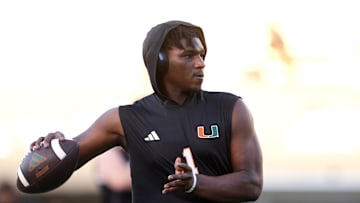 Miami Hurricanes quarterback Cam Ward. Mandatory Credit: Darren Yamashita-Imagn Images