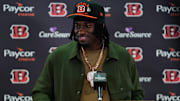 Cincinnati Bengals first-round draft pick Shemar Stewart speaks with media.