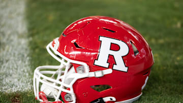 Dec 26, 2024; Phoenix, AZ, USA; Detailed view of a Rutgers Scarlet Knights helmet prior to the Rate Bowl at Chase Field. Mandatory Credit: Mark J. Rebilas-Imagn Images