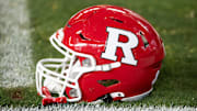 Dec 26, 2024; Phoenix, AZ, USA; Detailed view of a Rutgers Scarlet Knights helmet prior to the Rate Bowl at Chase Field. Mandatory Credit: Mark J. Rebilas-Imagn Images