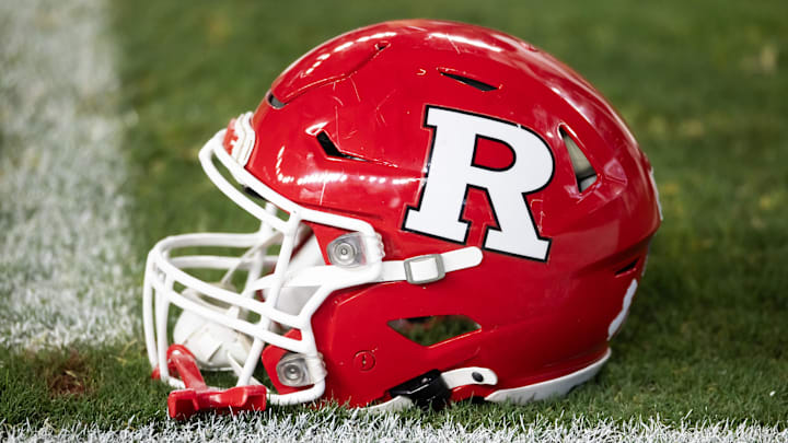 Dec 26, 2024; Phoenix, AZ, USA; Detailed view of a Rutgers Scarlet Knights helmet prior to the Rate Bowl at Chase Field. Mandatory Credit: Mark J. Rebilas-Imagn Images Dec 26, 2024; Phoenix, AZ, USA; Detailed view of a Rutgers Scarlet Knights helmet prior to the Rate Bowl at Chase Field. Mandatory Credit: Mark J. Rebilas-Imagn Images