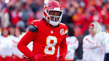  Kansas City Chiefs wide receiver DeAndre Hopkins (8) against the Buffalo Bills in the AFC Championship game at GEHA Field at Arrowhead Stadium.