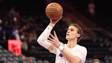 Nov 21, 2025; Salt Lake City, Utah, USA; Utah Jazz forward Lauri Markkanen (23) warms up before the game against the Oklahoma City Thunder at Delta Center. Mandatory Credit: Rob Gray-Imagn Images