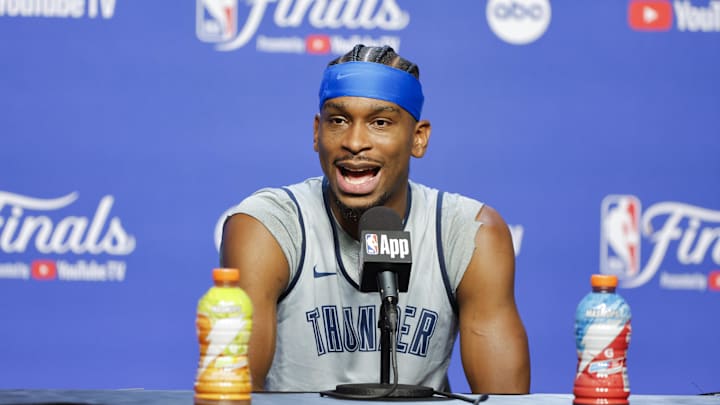 Oklahoma City Thunder guard Shai Gilgeous-Alexander explained the inspiration behind his new Converse sneakers. Oklahoma City Thunder guard Shai Gilgeous-Alexander explained the inspiration behind his new Converse sneakers.